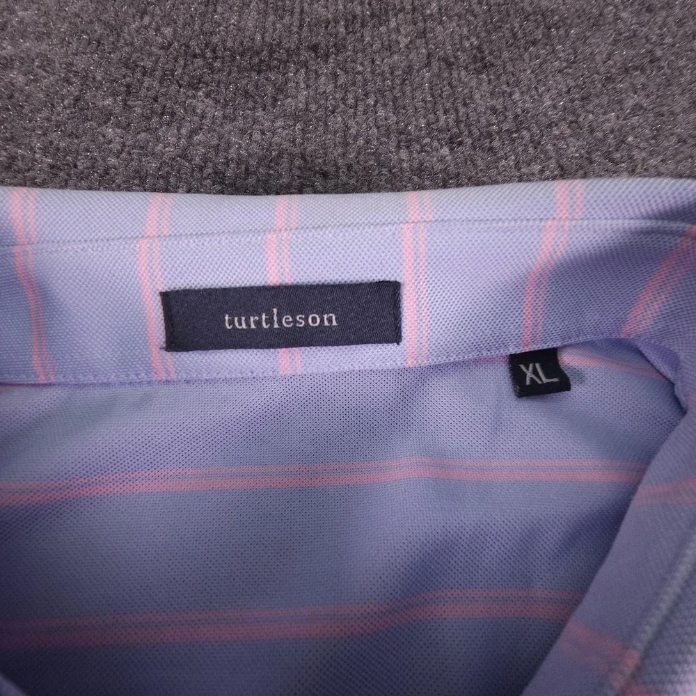 Turtleson‎ Polo Shirt Mens XL Lavender Pink Striped Vesper Golf Performance Flex